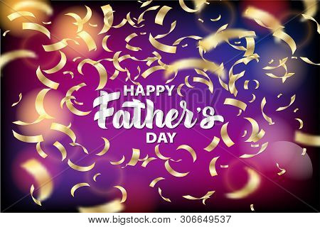 Vector Fathers Day Hand Drawn Lettering Greeting Card With Paper Cut Necktie. Daddy Tie With Line Pa
