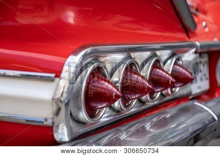 Close-up Rear Lights Of Retro Car, Vintage Lights, Raritet
