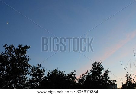 Image Of Sickle Moon On Sky At Night