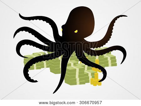 Octopus Holding Money With It's Tentacles
