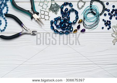 Jewelry Findings Handmade Craft Composition With Pliers Beads Embellishments