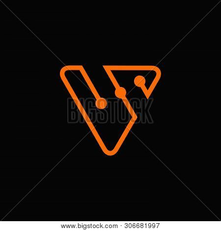 Letter V Dots Line Logo Vector Unique