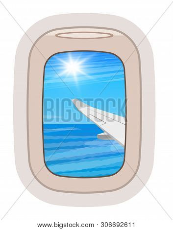 Aairplane Window Vector Traveling By Plane And Porthole View In Flight Illustration Tourism Set Of W