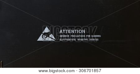 Standard Caution Electrostatic Sensitive Device (esd) Symbol On The Box,black Paper Box That Is Coat