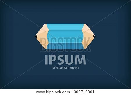 Pencil Vector Illustration Icon. Double Edge Pencil On Blue Background.