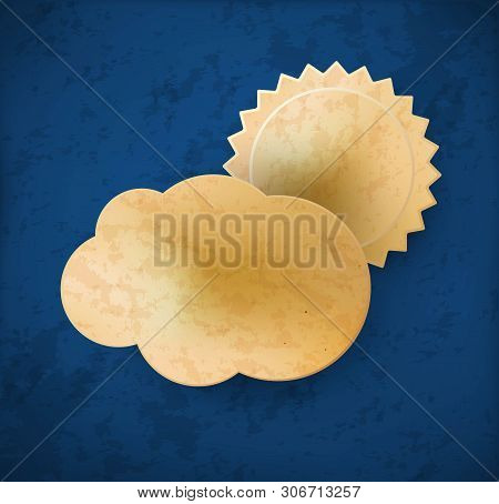Vintage Weather Icon. Cloud Sky With Sun.