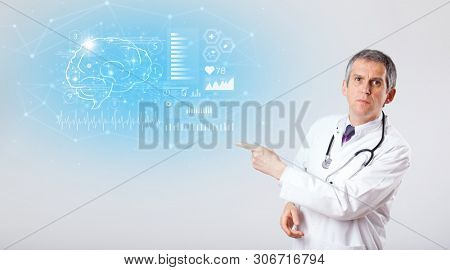 Middle aged neurologist showing the test result 