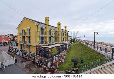 Colorfull Embankment In Caorle Italy In Day Time