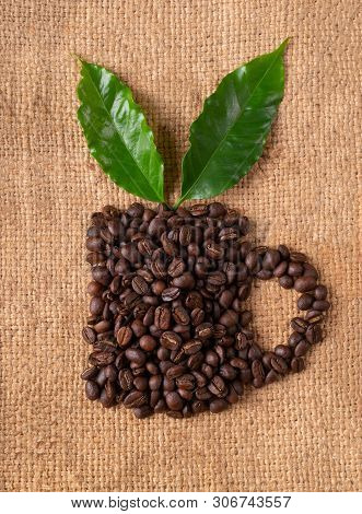 Roasted Coffee Bean On Linin Sack
