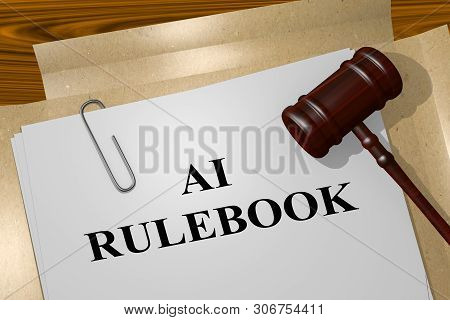 3d Illustration Of Ai Rulebook Title On Legal Document