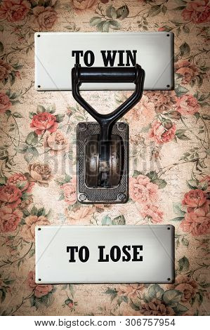 Street Sign The Direction Way To Win Versus To Lose