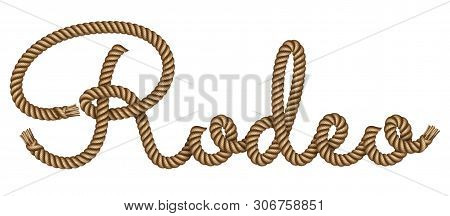 Rope Hand Drawn Lettering Camping With 3d Realistic Effect. Vector Illustration Eps 10.