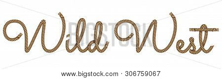 Rope Hand Drawn Lettering Camping With 3d Realistic Effect. Vector Illustration Eps 10.