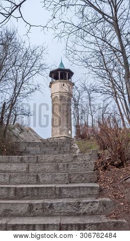 Plovdiv, Bulgaria - December 30 2016: Amazing View Of Clock Tower In City Of Plovdiv, Bulgaria