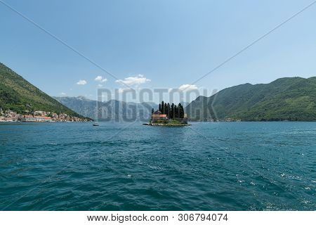 Natural Islet With Saint George Benedictine Monastery. Kotor Bay. Montenegro