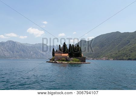 Natural Islet With Saint George Benedictine Monastery. Kotor Bay. Montenegro