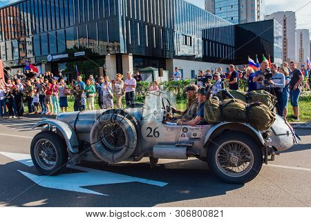Novokuznetsk, Russia, 13 June 2019: The 7th Peking To Paris Motor Challenge 2019. Alvis Firefly Leav