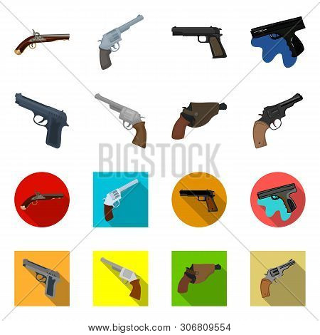 Vector Design Of Revolver And Pistol Logo. Set Of Revolver And Trigger Stock Vector Illustration.