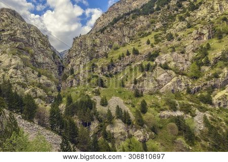 Very Nice Valley In Mountain Pyrenees Of Spain (valley Name Is Vall De Nuria)