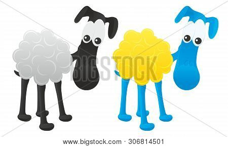 Vector Illustration Of Cute Sheep Cartoon Isolated On White Background