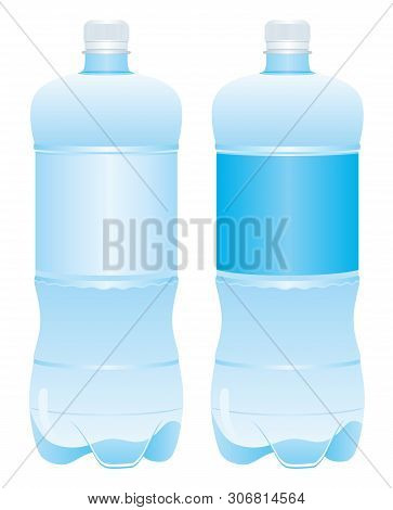 Plastic Bottle Of Potable Water, Vector Illustration Isolated On White Background