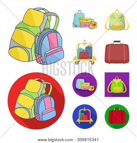 Vector Design Of Backpack And Bag Icon. Collection Of Backpack And School Vector Icon For Stock.