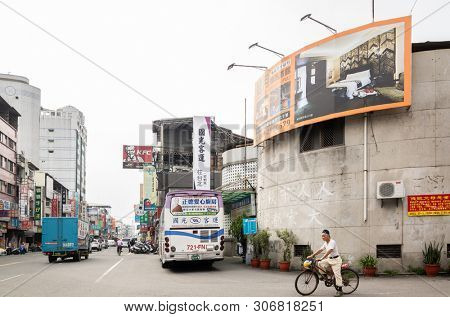 Nantou, Taiwan - May 24th, 2019: bus place at Kuo-Kuang Motor Transport Station at Puli town, Nantou, Taiwan