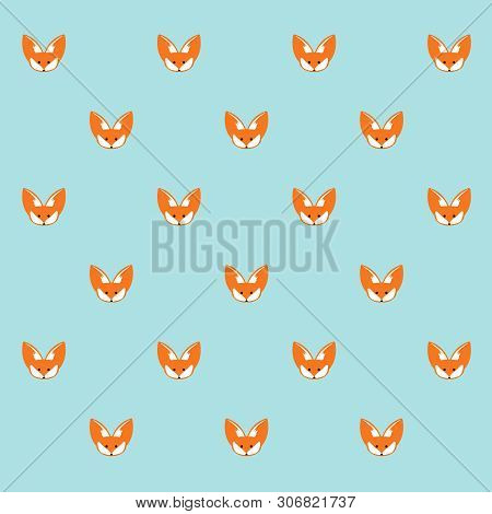 Fox Cartoon Cute Vector Animal Seamless Pattern