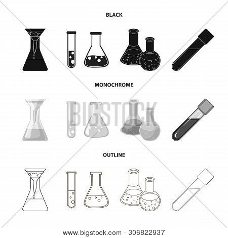 Vector Design Of Flask And Laboratory Icon. Collection Of Flask And Equipment Stock Symbol For Web.