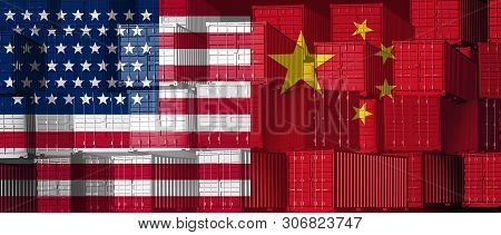 China Us Trade Business Concept As A Chinese Usa Tariff War And American Tariffs As Two Opposing Gro