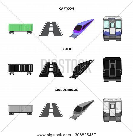 Isolated Object Of Railroad And Train Icon. Set Of Railroad And Way Vector Icon For Stock.