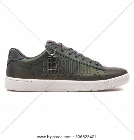 Vienna, Austria - August 10, 2017: Nike Tennis Classic Ultra Premium Qs Anthracite Sneaker On White 