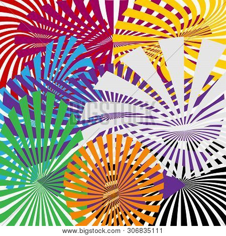 Set Color Sun Rays, Abstract Background With Sun Rays