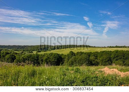 Beautiful Green Landscape In The Valley Of The River Luzha. Kalushakiy Region, Borovsky District, Ru
