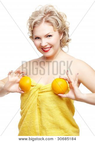 Blonde kvinde med Orange
