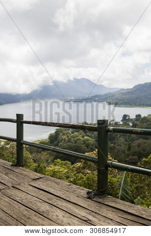 View At Mountain Caldera Lake Buyan In The Central Part Of Bali Island, Indonesia