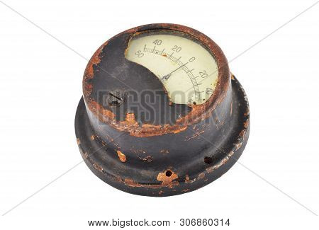 Vintage Soviet Amperemeter, Isolated On White Background