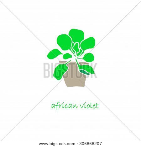 Umbrian Violet Plant In Pot Icon Set Flat Design Object Isolated Stock Vector Illustration For Web, 