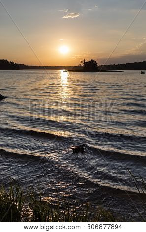 Sunset On The Biale Lake In Augustow In Poland