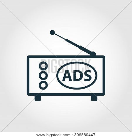 Radio Advertising Vector Icon Symbol. Creative Sign From Advertising Icons Collection. Filled Flat R
