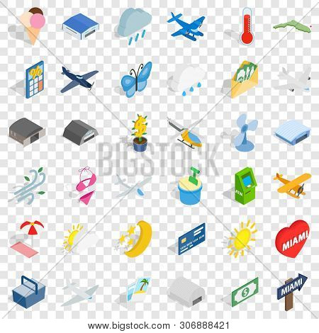 Travel Icons Set. Isometric Style Of 36 Travel Vector Icons For Web For Any Design