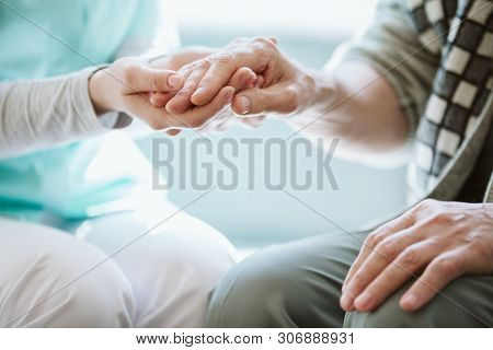 Helping Hand For The Elder Person, Real Photo