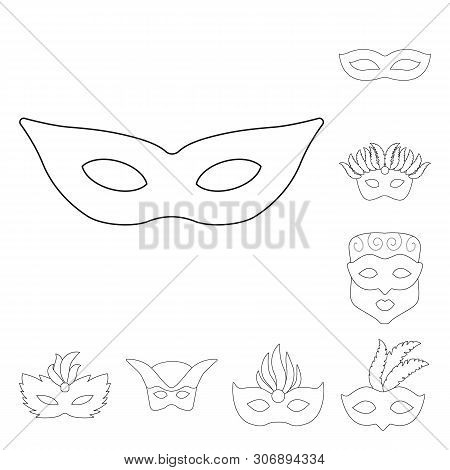 Vector Design Of Masquerade And Mystery Logo. Set Of Masquerade And Festival Vector Icon For Stock.