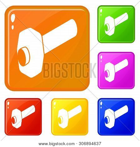 Sledgehammer Icons Set Collection Vector 6 Color Isolated On White Background