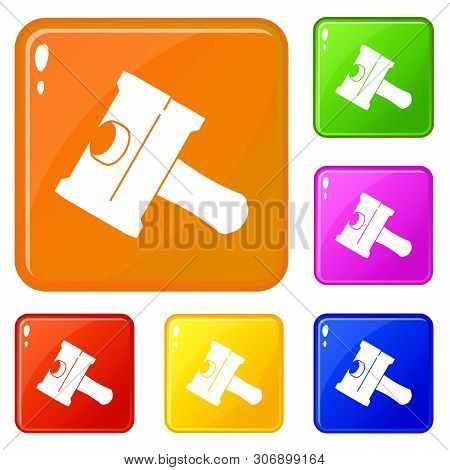 Big Sledgehammer Icons Set Collection Vector 6 Color Isolated On White Background