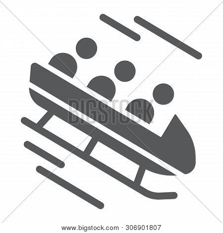 Bobsleigh Glyph Icon, Sport And Winter, Bobsled Sign, Vector Graphics, A Solid Pattern On A White Ba