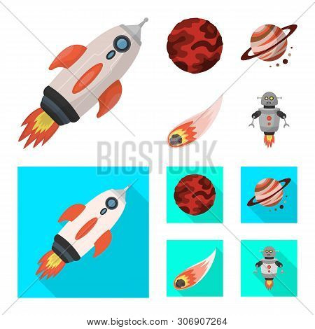 Vector Illustration Of Astronomy And Technology Symbol. Collection Of Astronomy And Sky Vector Icon 