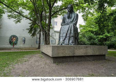 Vilnius, Lithuania. May 2019.   The Statue Of  Zemaite (julija Beniuseviciute-zymantiene, 1845-1921)