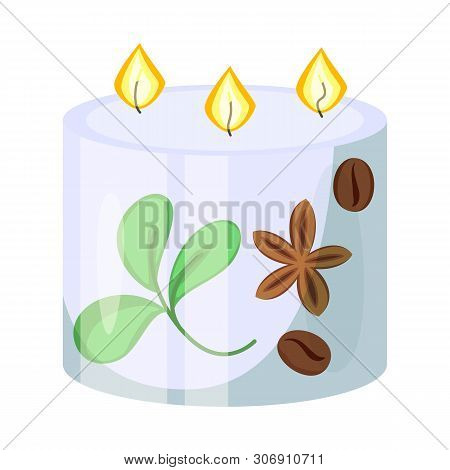 Vector Design Of Candle And Aromatic Symbol. Set Of Candle And Coffee Vector Icon For Stock.