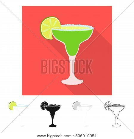 Vector Design Of Cocktail And Glass Sign. Set Of Cocktail And Drink Stock Vector Illustration.